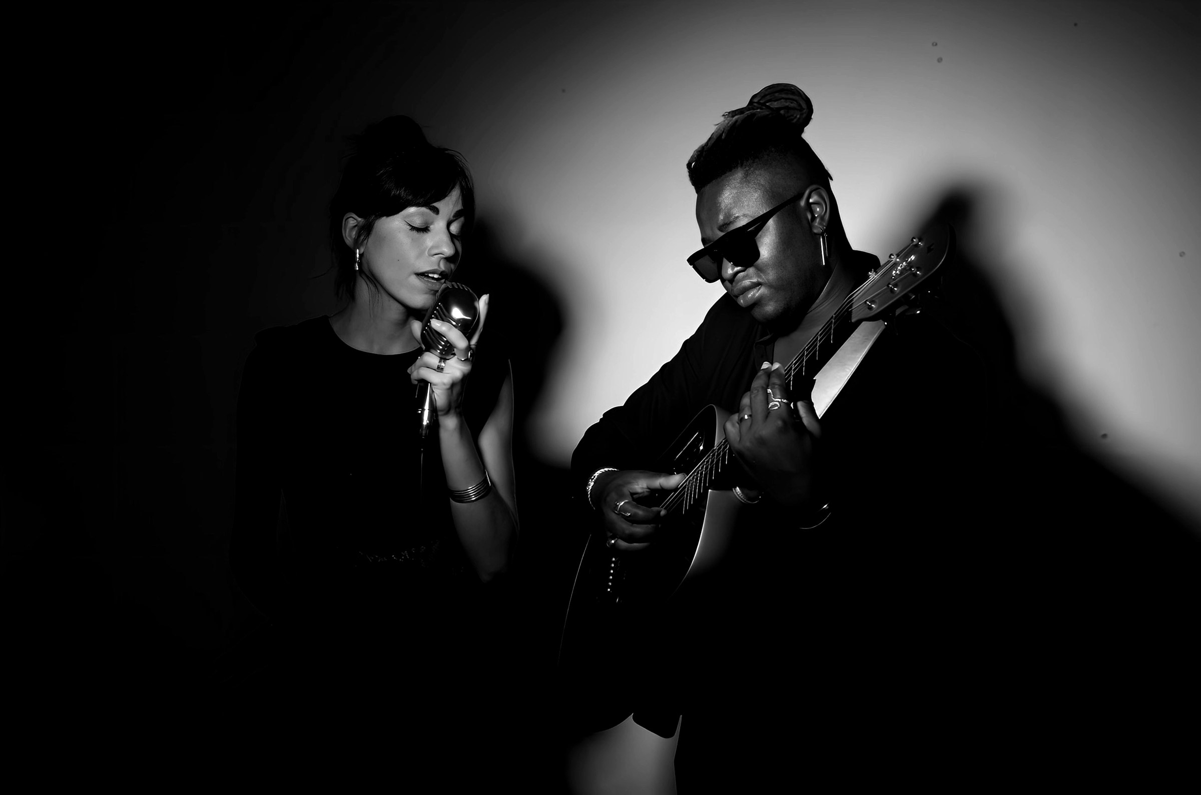 Portrait en noir et blanc de Marey et Eric