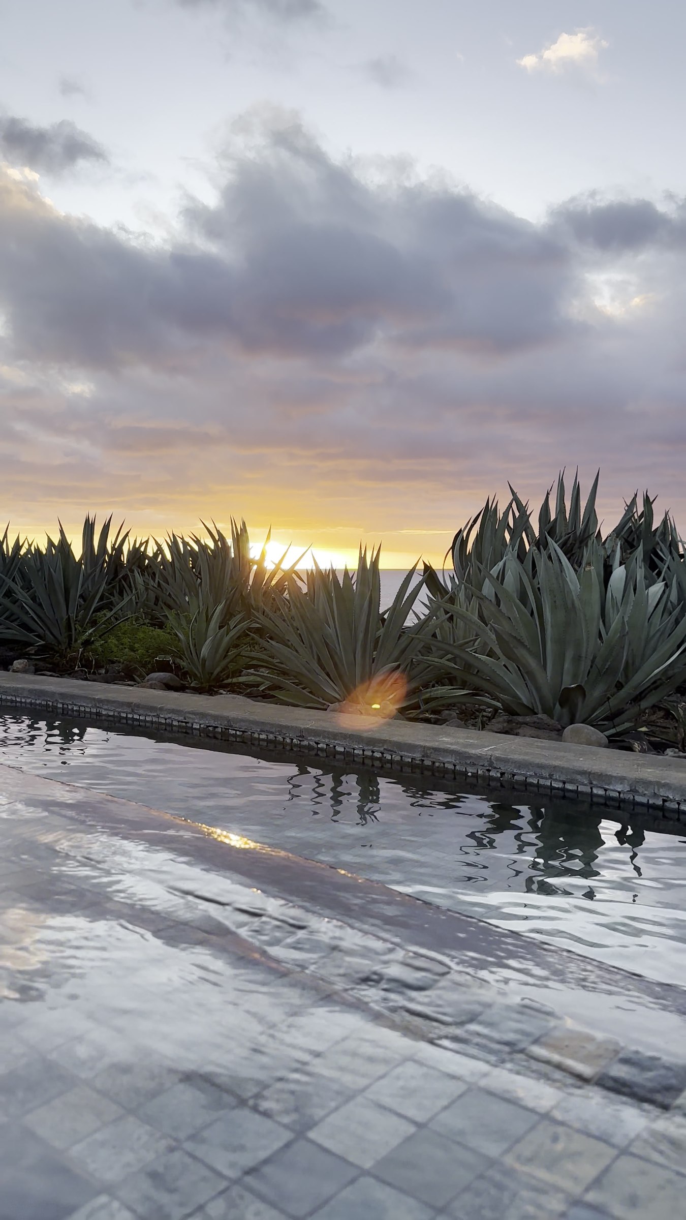 Terrasse d'hôtel au coucher du soleil